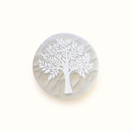 ANASCRYSTALCARE Decorative Plates Selenite Tree of Life Plate