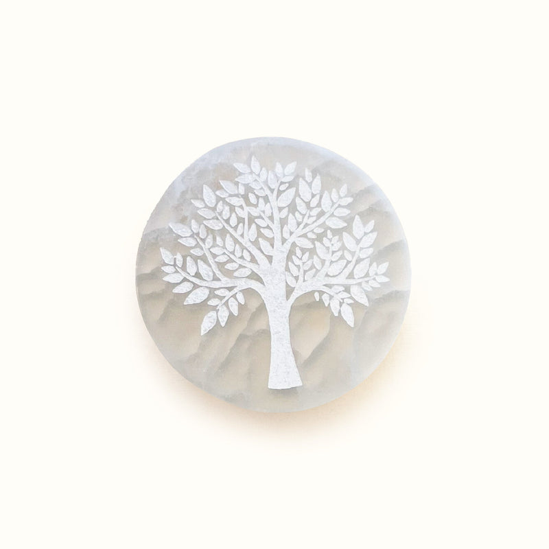 ANASCRYSTALCARE Decorative Plates Selenite Tree of Life Plate