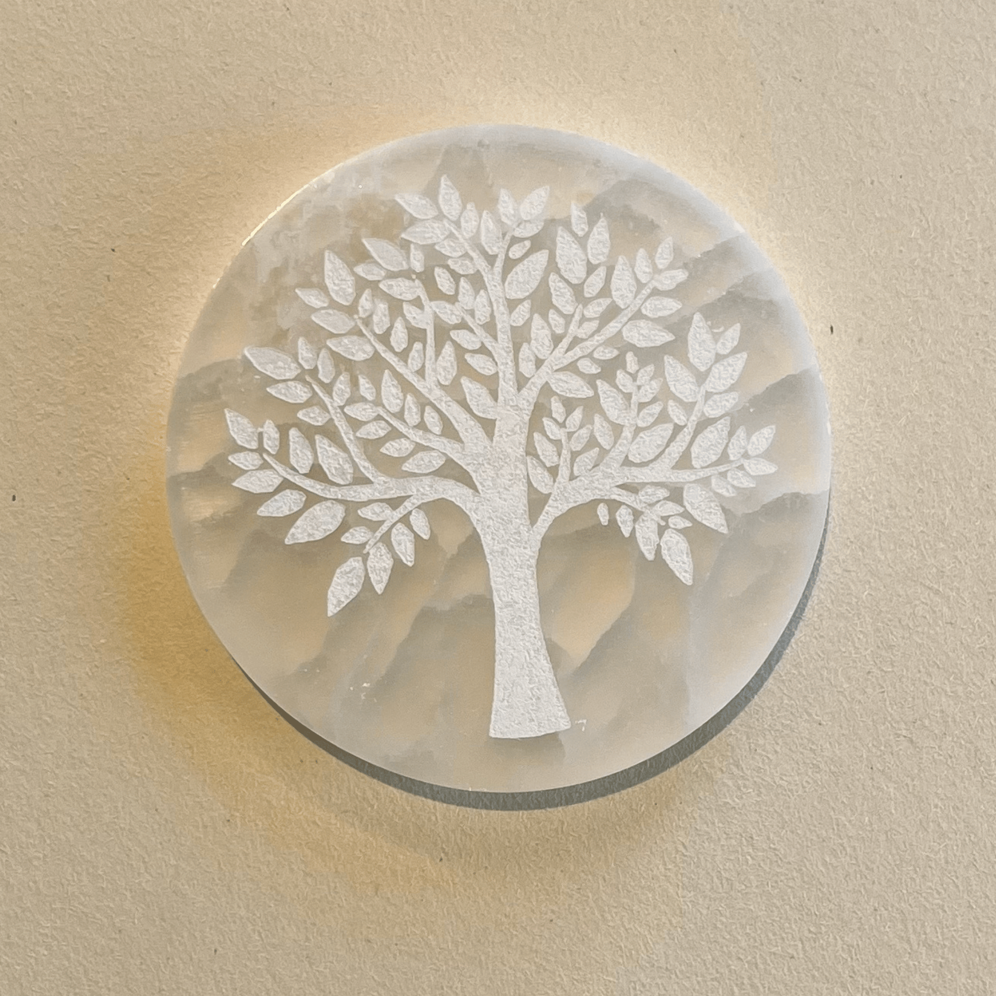 ANASCRYSTALCARE Decorative Plates Selenite Tree of Life Plate