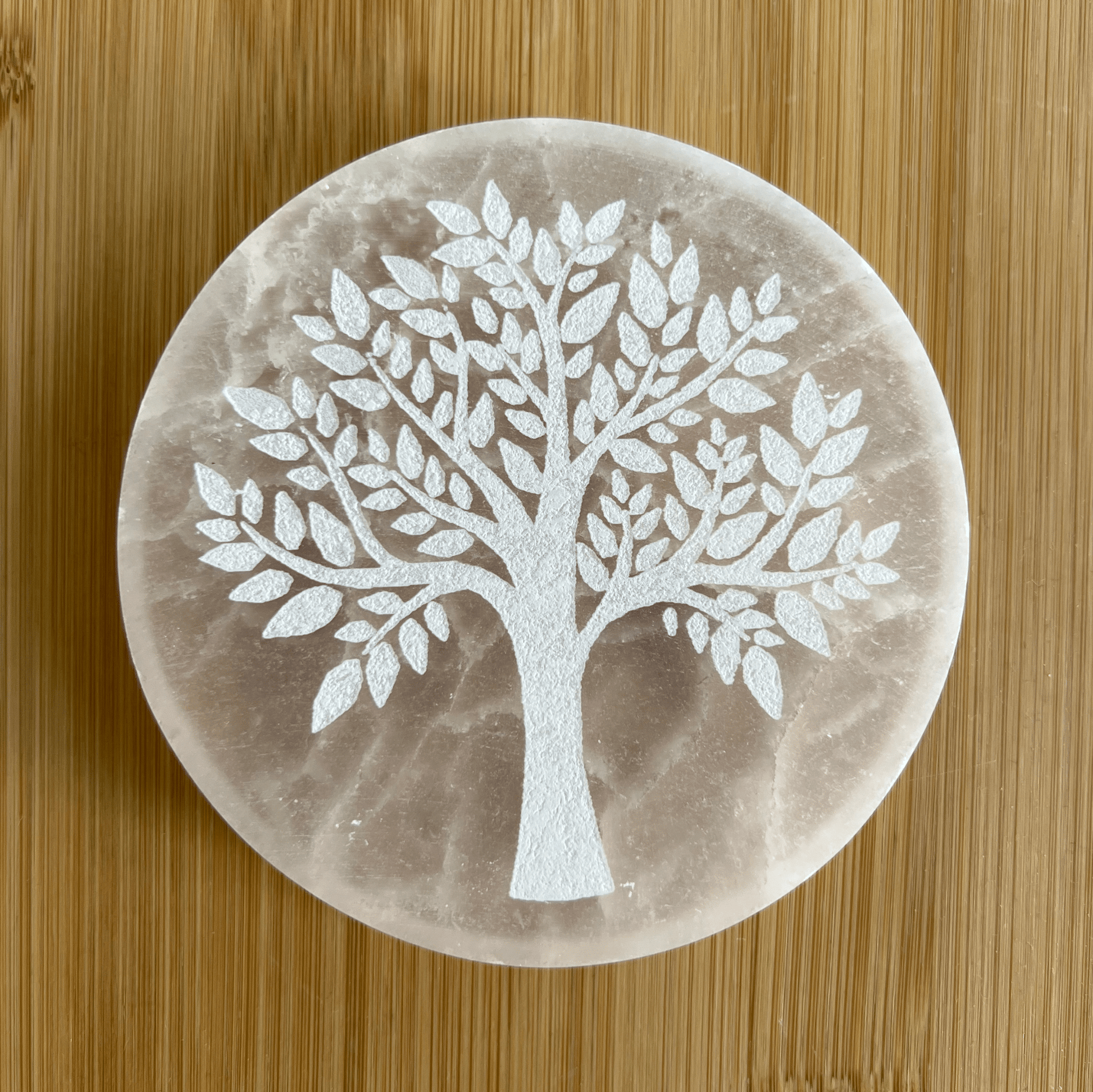 ANASCRYSTALCARE Decorative Plates Selenite Tree of Life Plate