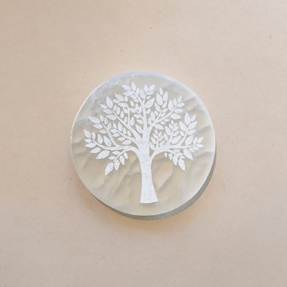 ANASCRYSTALCARE Decorative Plates Selenite Tree of Life Plate