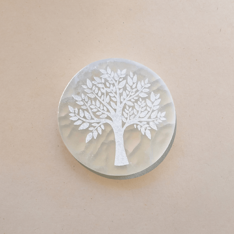 ANASCRYSTALCARE Decorative Plates Selenite Tree of Life Plate