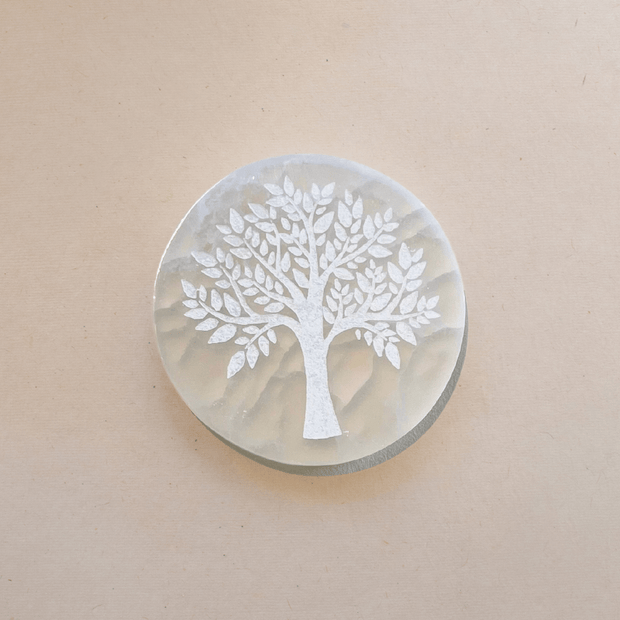 ANASCRYSTALCARE Decorative Plates Selenite Tree of Life Plate