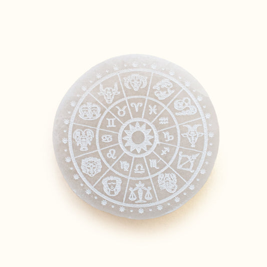 ANASCRYSTALCARE Decorative Plates Selenite Zodiac Plate