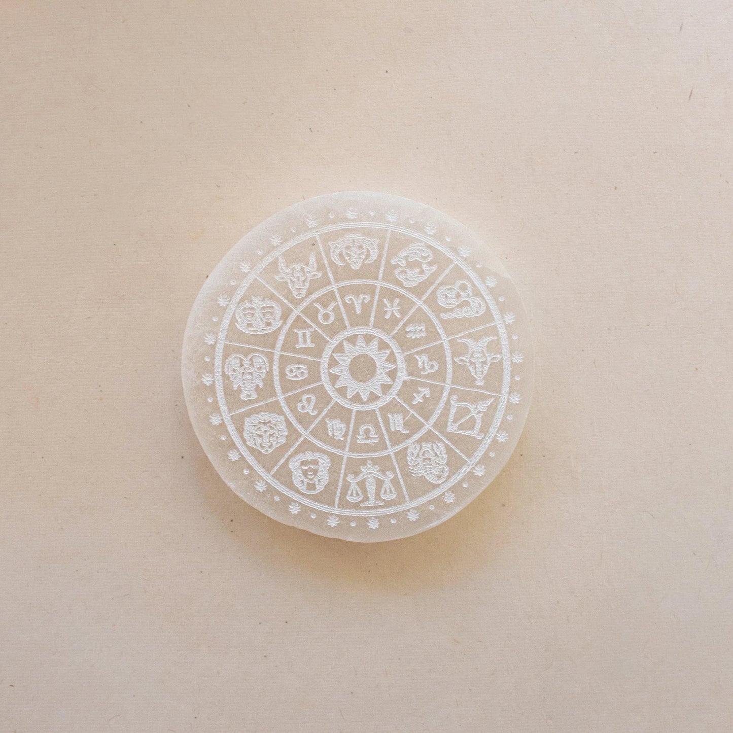 ANASCRYSTALCARE Decorative Plates Selenite Zodiac Plate