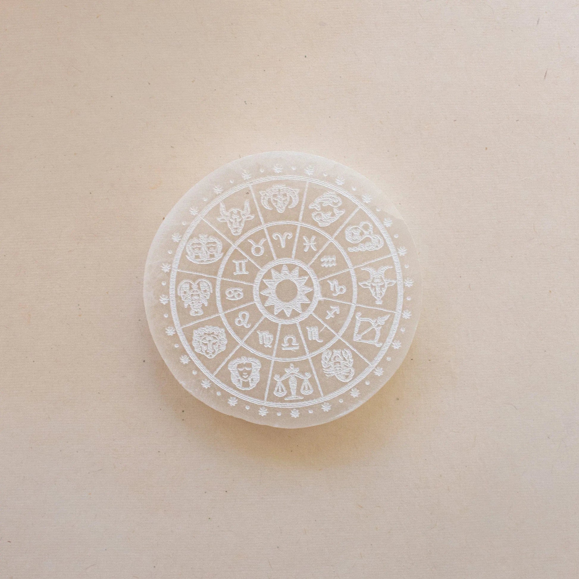 ANASCRYSTALCARE Decorative Plates Selenite Zodiac Plate