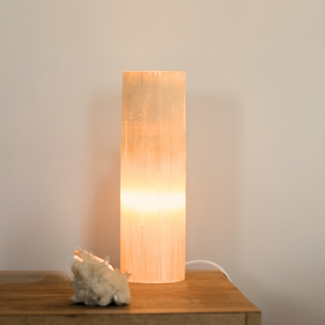 ANASCRYSTALCARE Large Selenite Cylinder Lamp