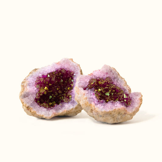 ANASCRYSTALCARE Pink Quartz Crystal Geode