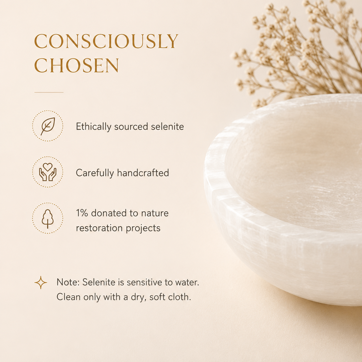 ANASCRYSTALCARE Selenite Bowl White