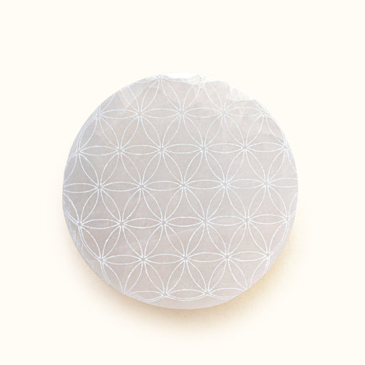 ANASCRYSTALCARE Selenite Flower of Life Plate