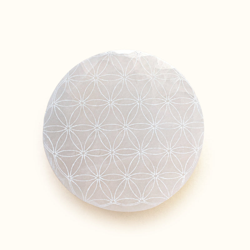 ANASCRYSTALCARE Selenite Flower of Life Plate